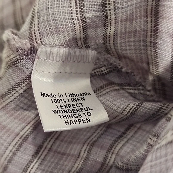 P.1 Flax 100% Linen Lavendar Plaid Tank S - Picture 3 of 3